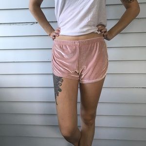 Brandy Melville pink velvet Lisette shorts